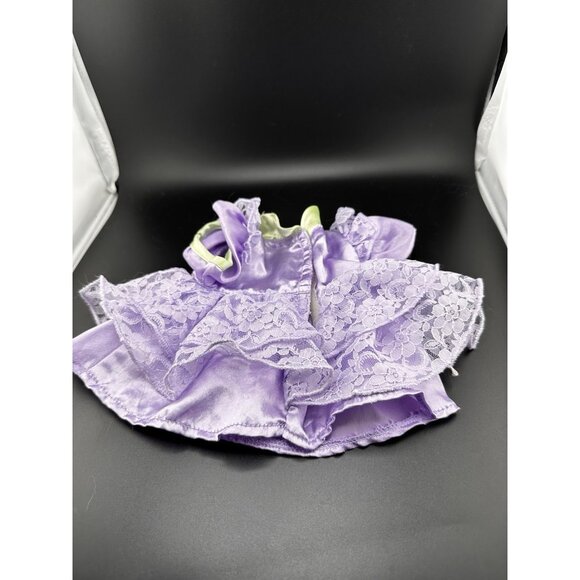 Cabbage Patch Kids Dolls Dress For 14” 16” Purple Satin Lace Coleco Vtg - Picture 4 of 9